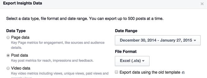 Exporting Facebook Post Data