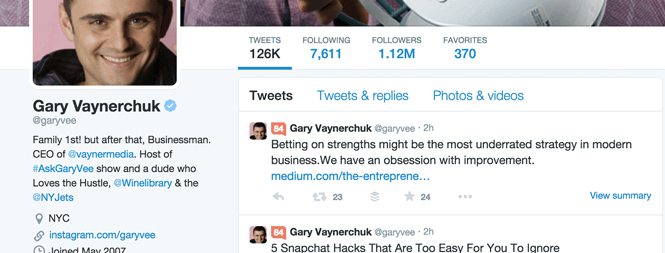 Twitter Bio Gary Vaynerchuk