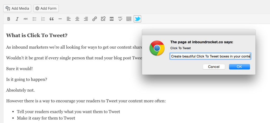 Click To Tweet Example Click To Tweet - Inbound Rocket