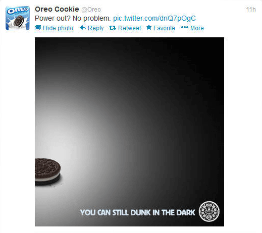 Power out? No problem. - Oreo Cookie tweet.