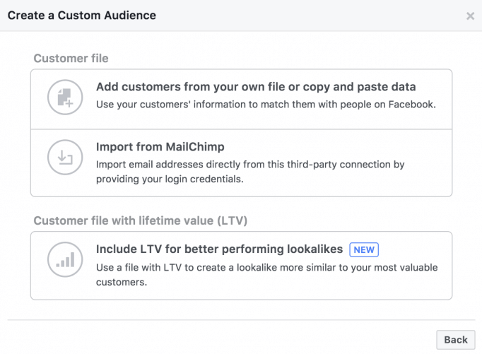 creating a custom Facebook audience