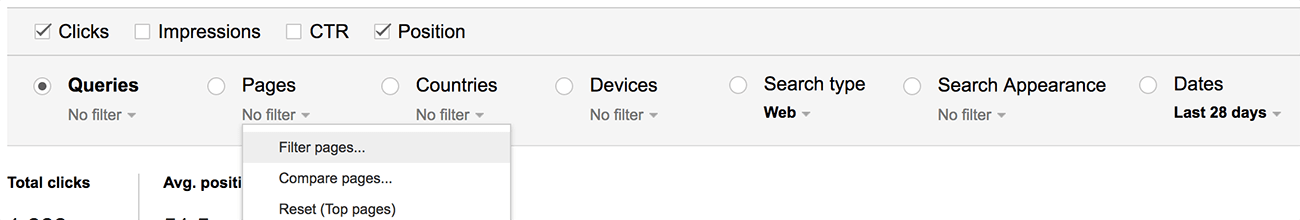 Finding the keywords individual pages are ranking for using Google Search Console